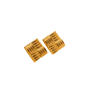 Pre Order:  Square Textured Stainless Steel Earrings