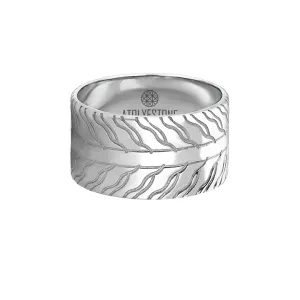 Premium Tire Tread Ring in Silver