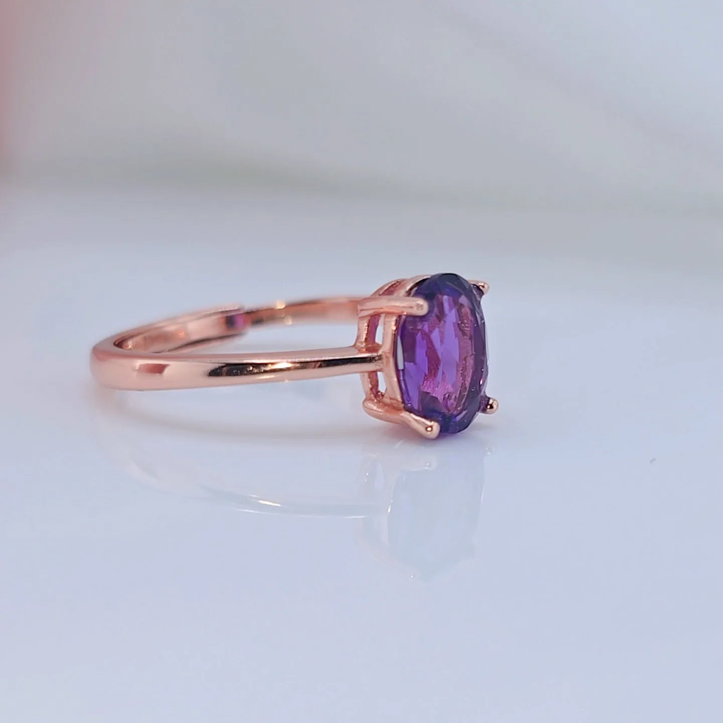 Purple Amethyst Created Diamond Rings