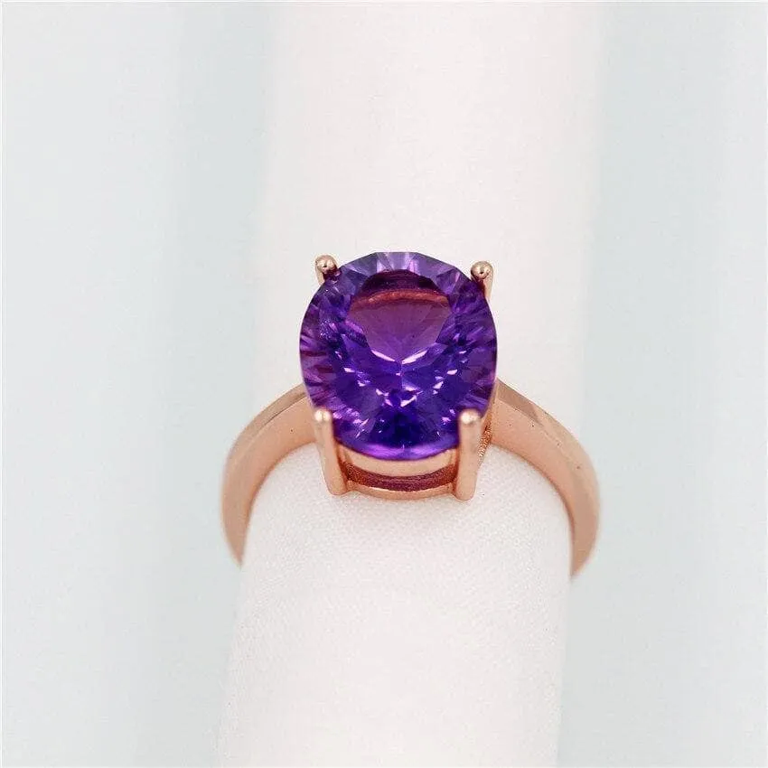 Purple Amethyst Created Diamond Rings