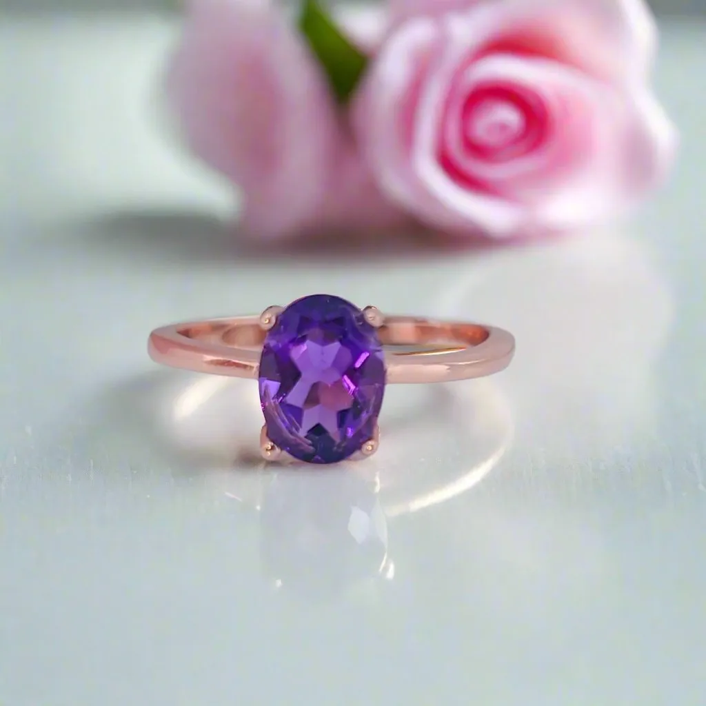 Purple Amethyst Created Diamond Rings