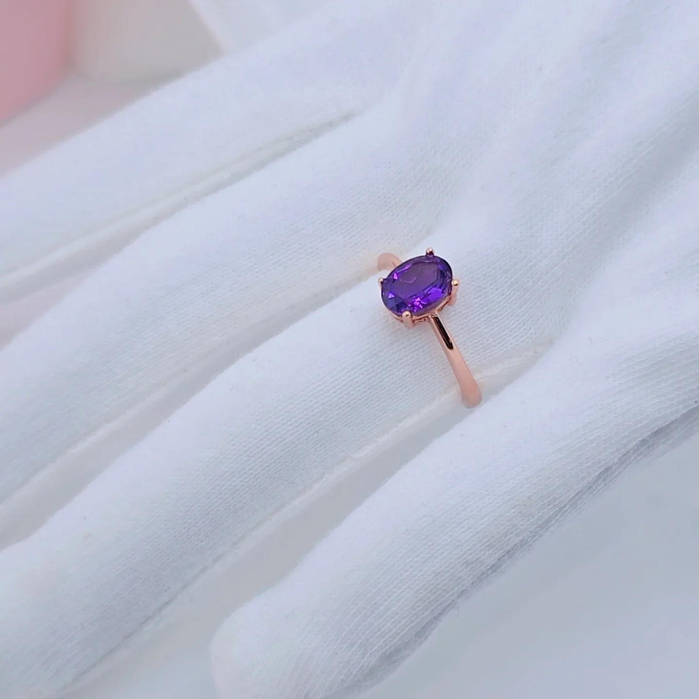 Purple Amethyst Created Diamond Rings