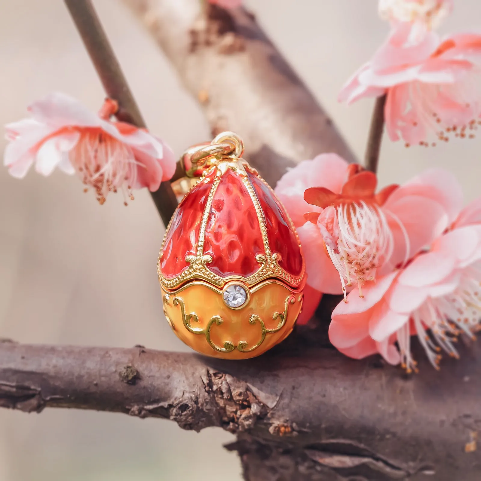 Rabbit & Rose Easter Egg Locket Necklace