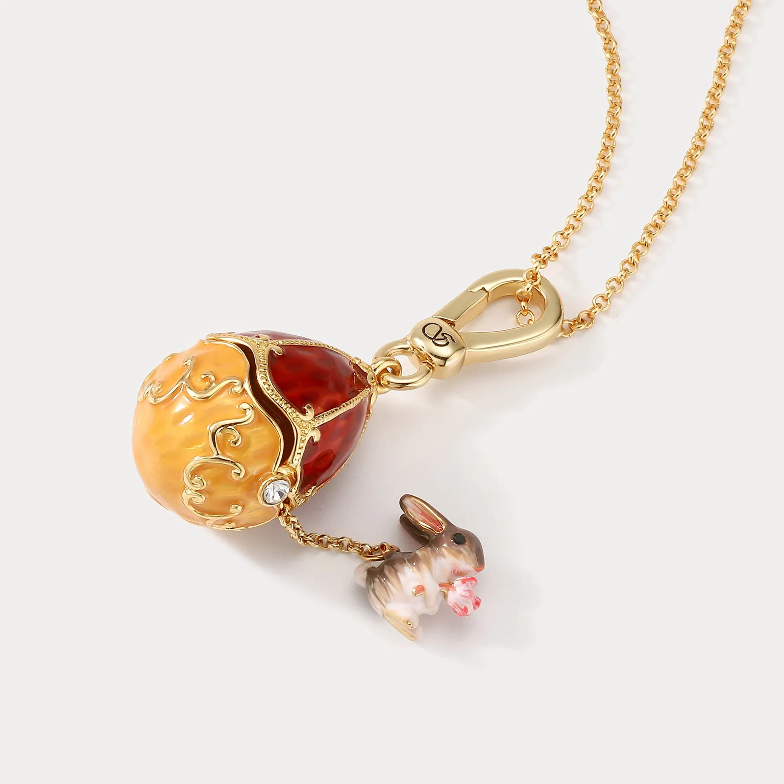 Rabbit & Rose Easter Egg Locket Necklace