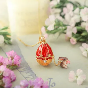 Rabbit & Rose Easter Egg Locket Necklace