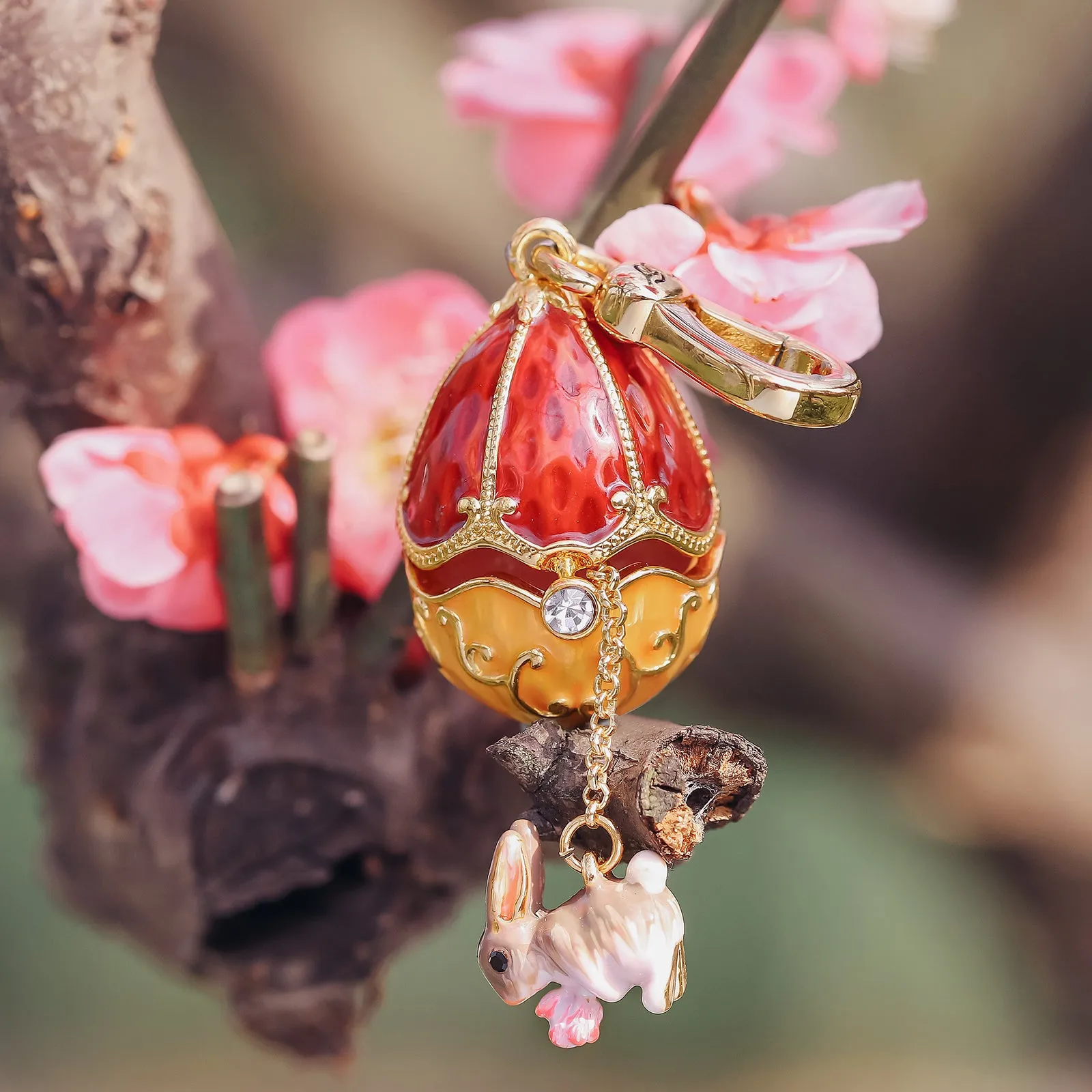 Rabbit & Rose Easter Egg Locket Necklace