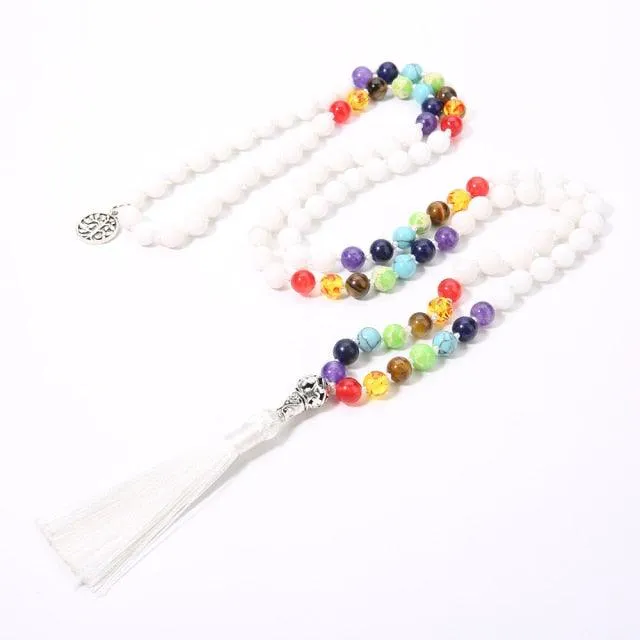 Rainbow & White/Black/Turquoise  Beaded Necklace