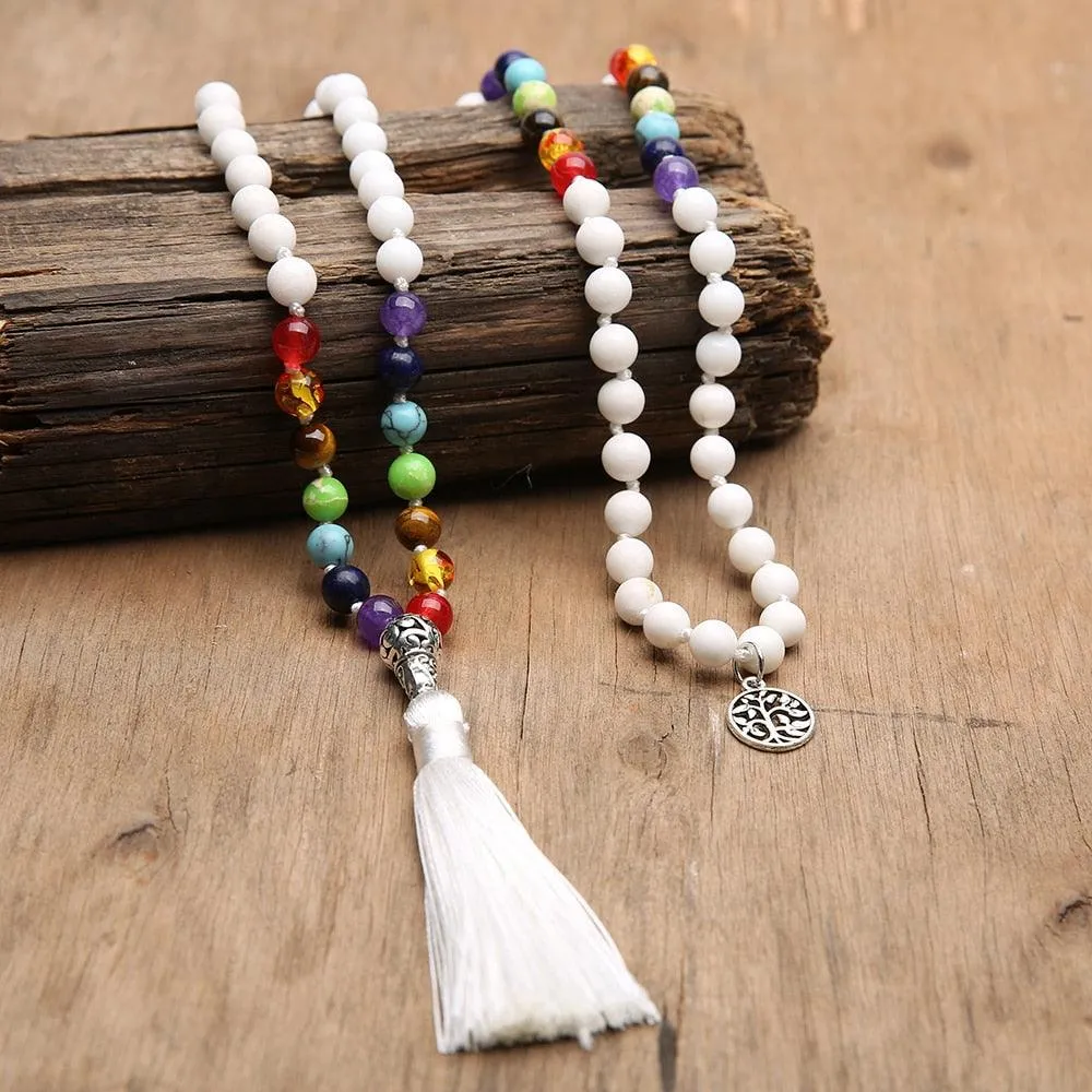 Rainbow & White/Black/Turquoise  Beaded Necklace