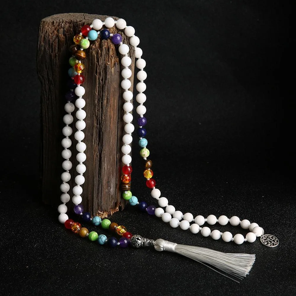 Rainbow & White/Black/Turquoise  Beaded Necklace