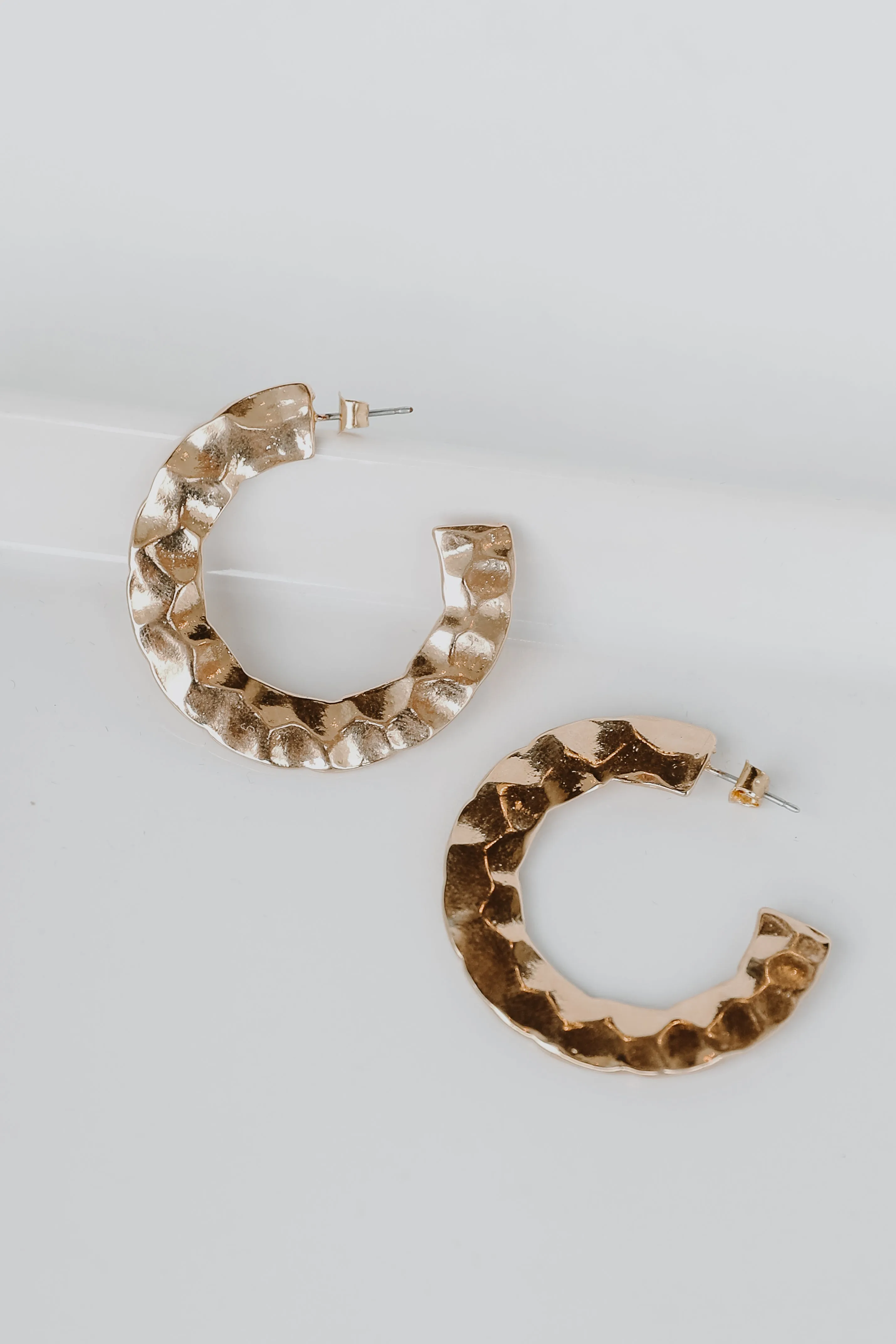 Reece Gold Hammered Hoop Earrings