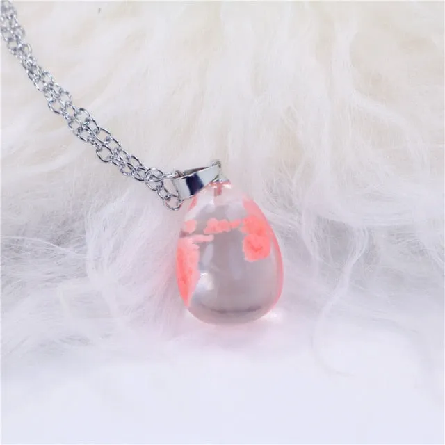 Resin Rould Ball Moon Pendant Necklace Women Blue Sky White Cloud Necklace