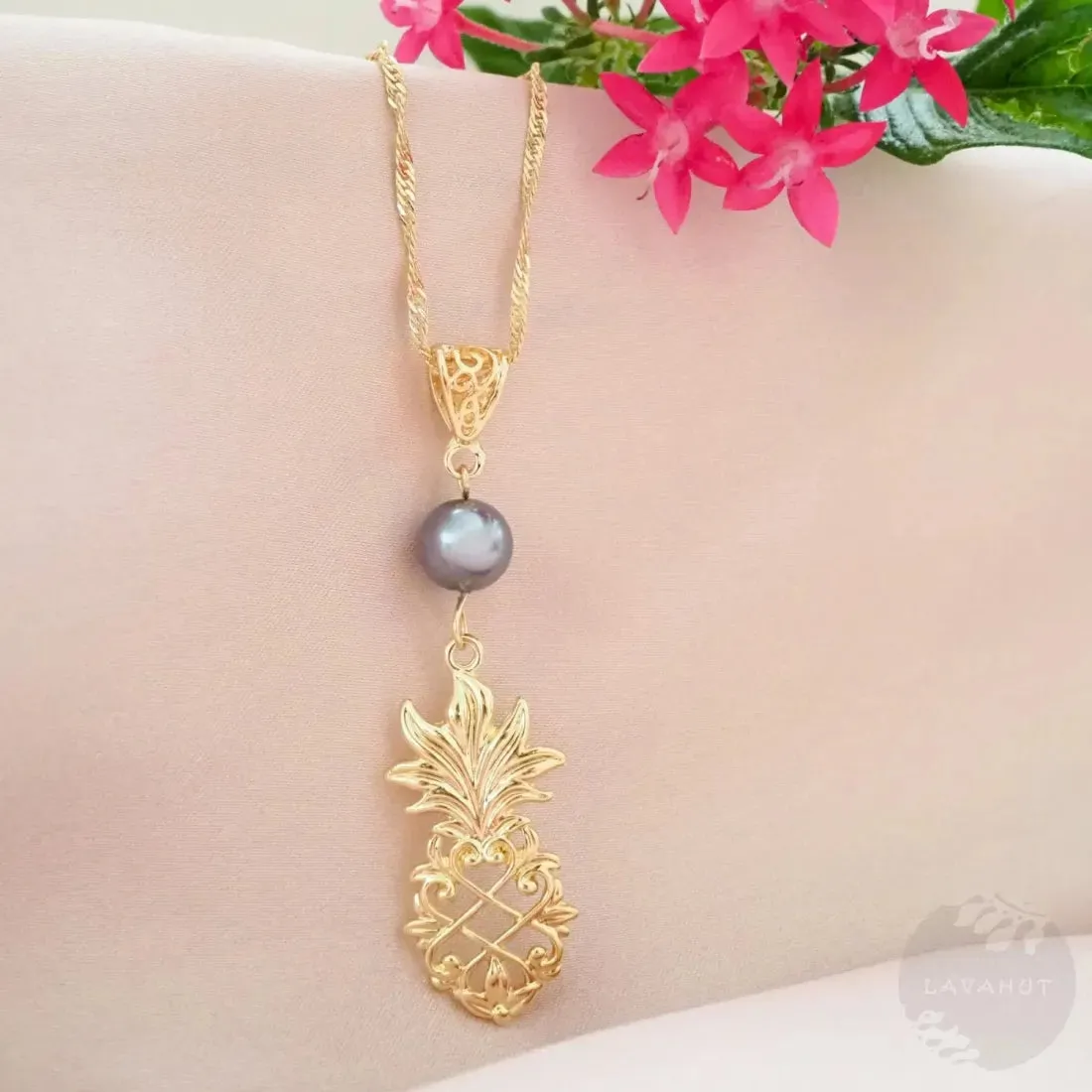 Royal Pineapple Pendant Hawaiian Necklace