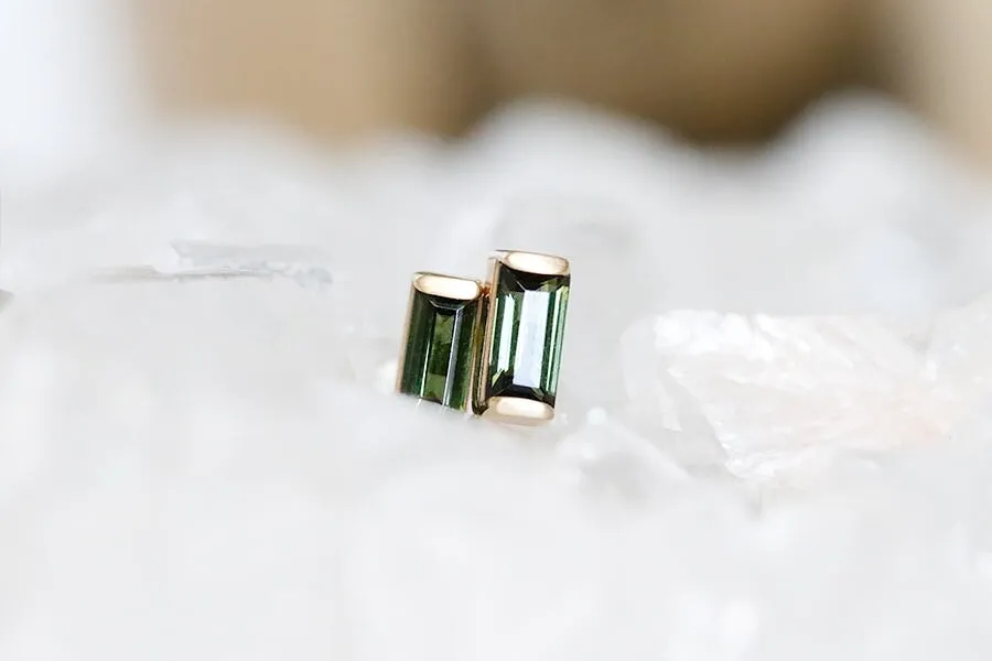 RTS Linea Green Tourmaline Studs