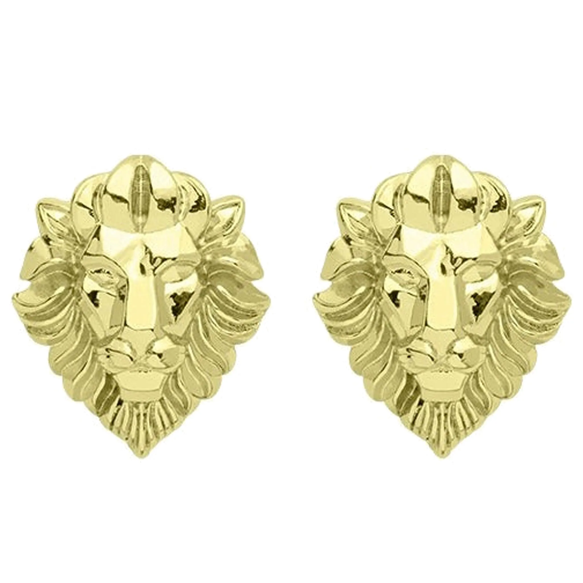 Sheila Fajl Large Hear Me Roar Lion Stud Earrings in 18k Polished Gold Plated