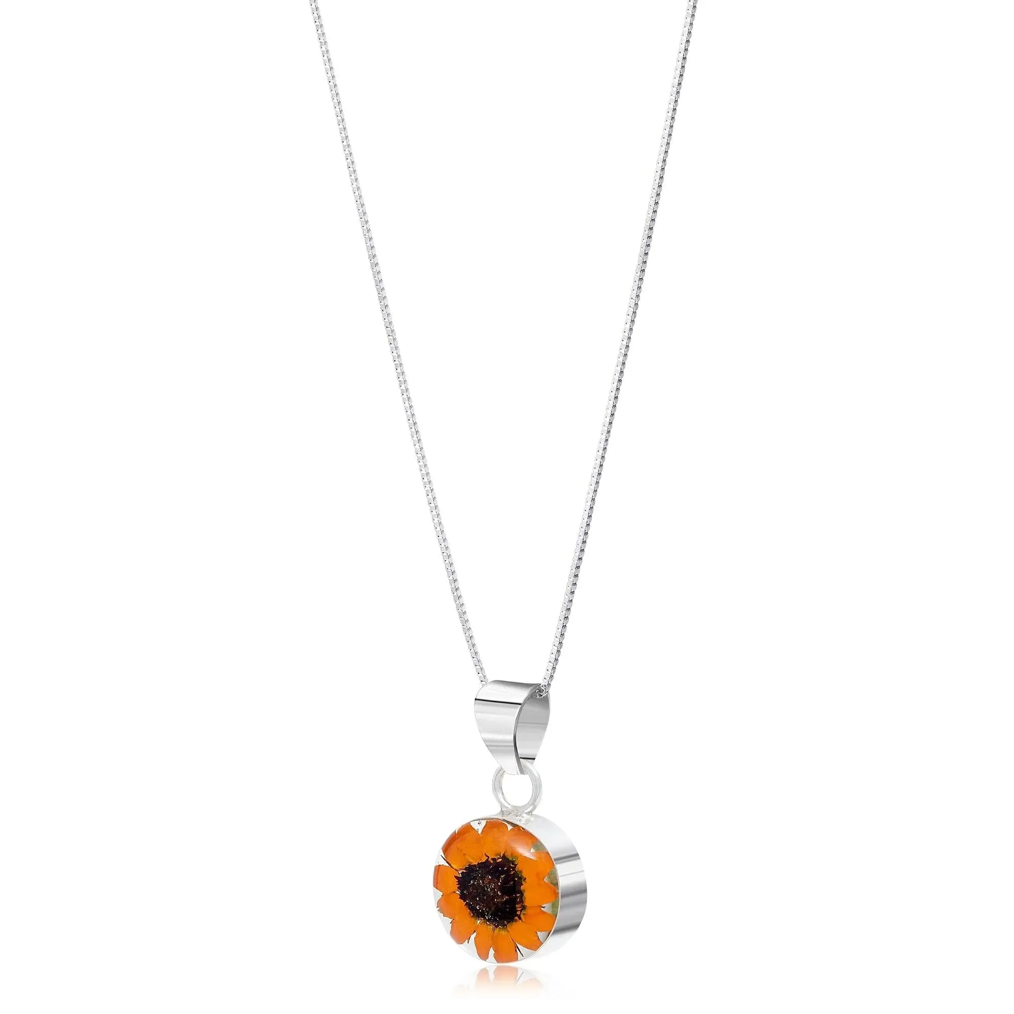 Shrieking Violet ® Sterling Silver Sunflower Round Pendant Necklace