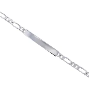 Silver Bar Figaro Chain Bracelet