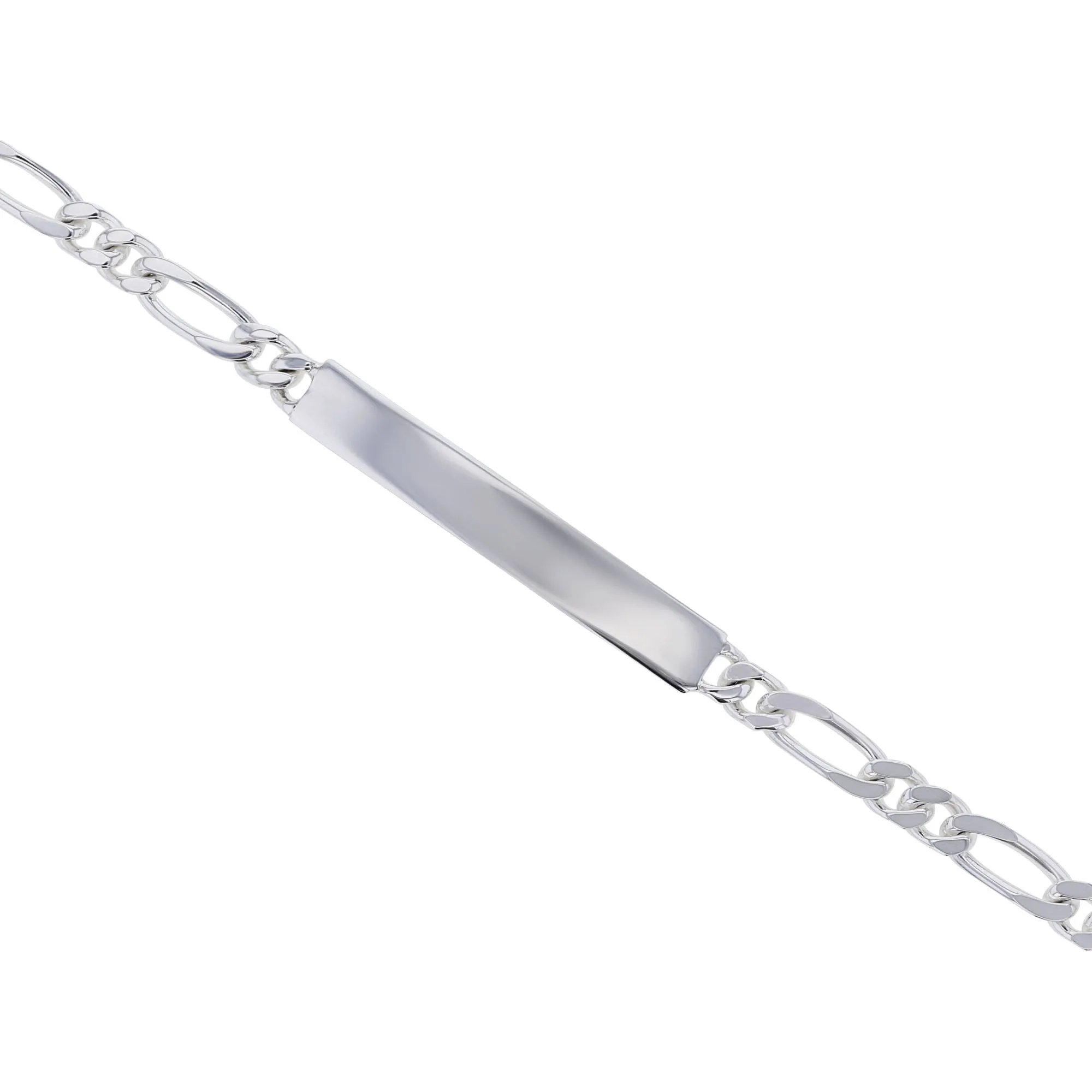 Silver Bar Figaro Chain Bracelet