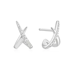 Silver Kiss Polished Pavé Studs