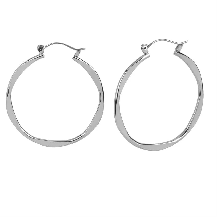 Silver Wavy Hoop Earrings