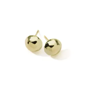 Small Hammered Pinball Stud Earrings in 18K Gold