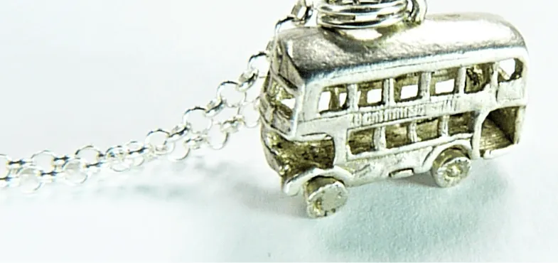 Sterling Silver 1960s London Bus Pendant With 18 Inch Silver Necklace