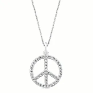 Sterling Silver Cubic Zirconia Peace Pendant