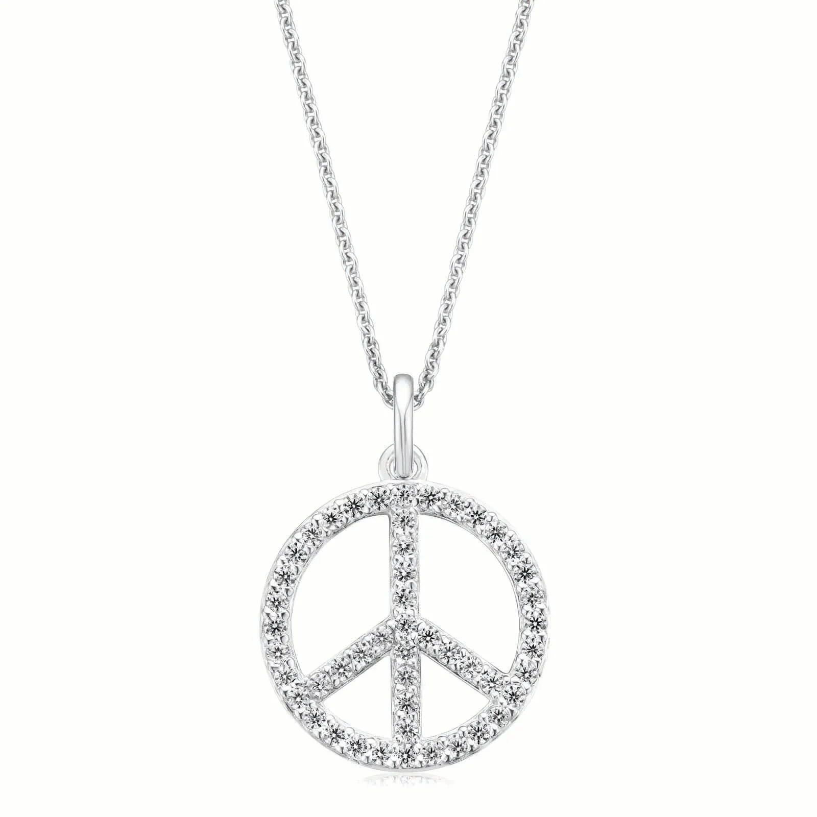 Sterling Silver Cubic Zirconia Peace Pendant