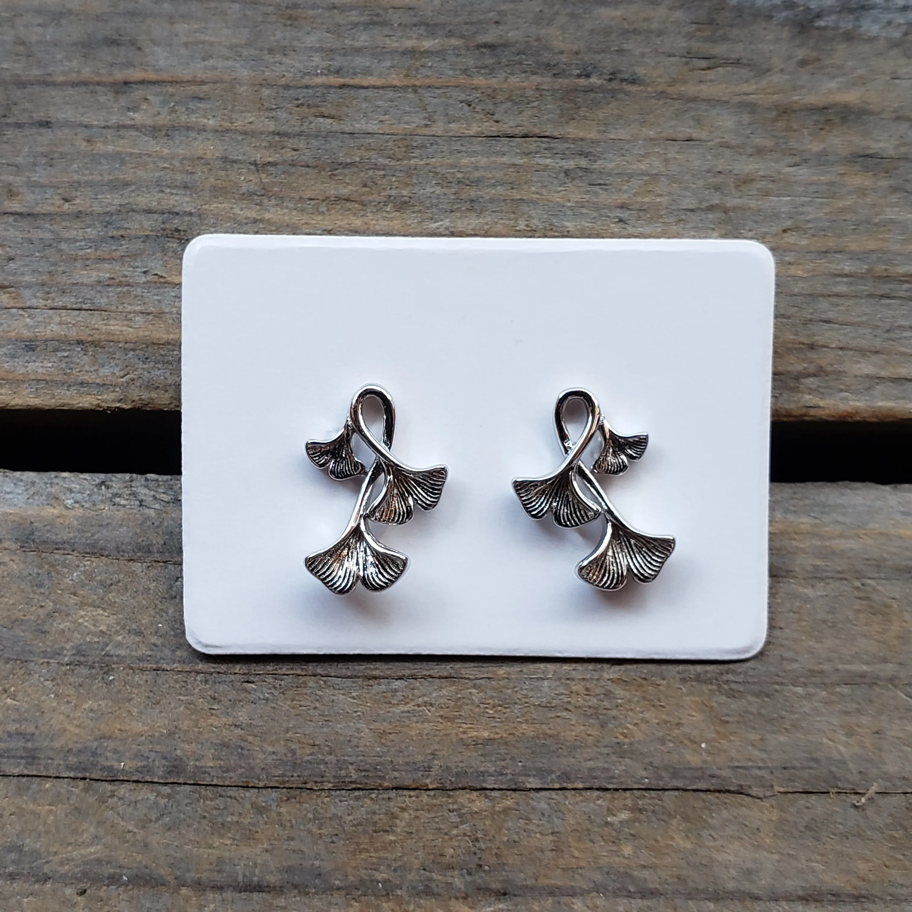 Sterling Silver Ginko Leaf Studs