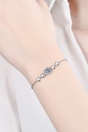 Sterling Silver Moissanite Infinity Heart Bracelet