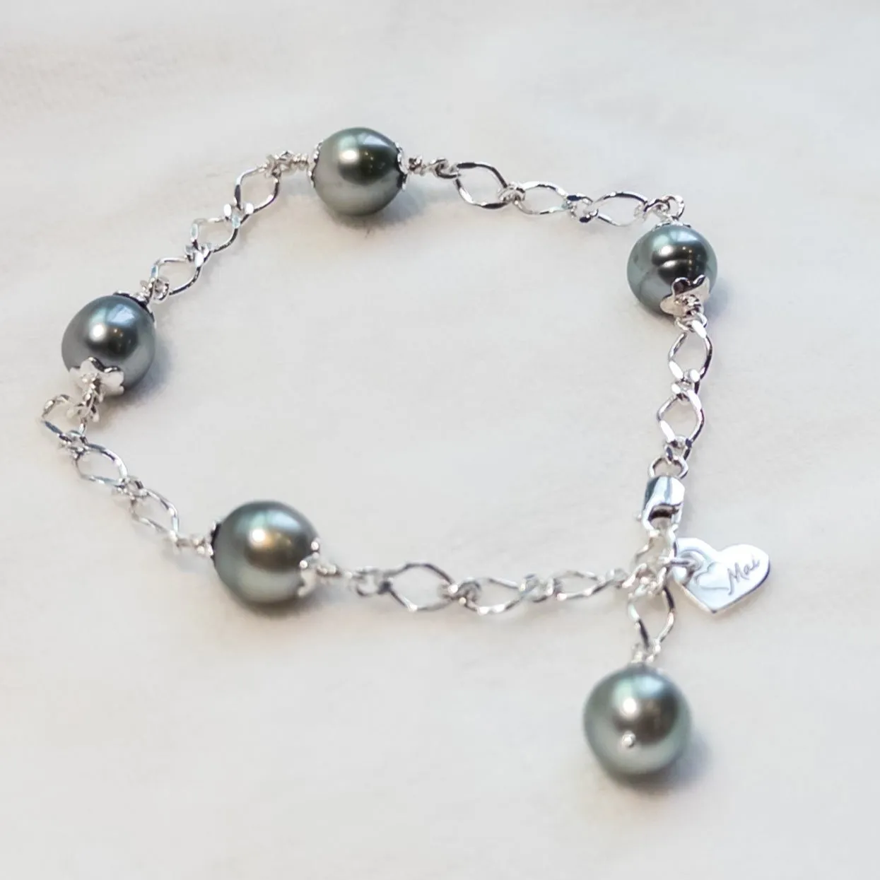 Tahitian Pearl chain link bracelet