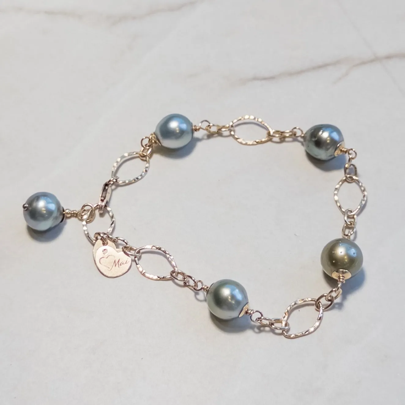 Tahitian Pearl chain link bracelet