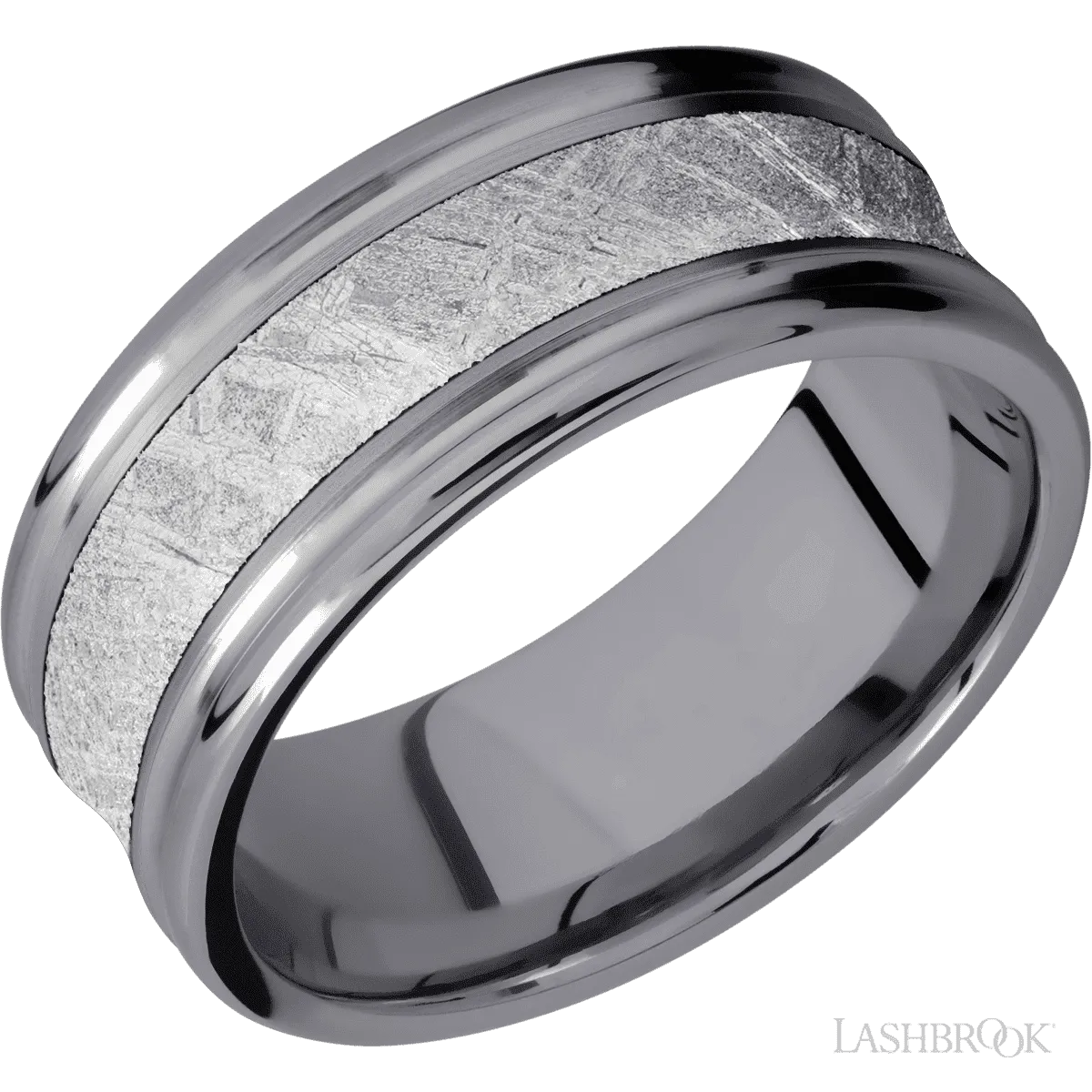 Tantalum with Satin , Polish Finish and Meteorite Inlay - 9MM