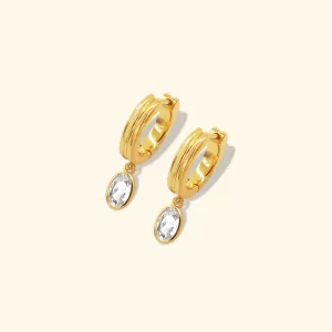 Teardrop Bezel Hoop Earrings