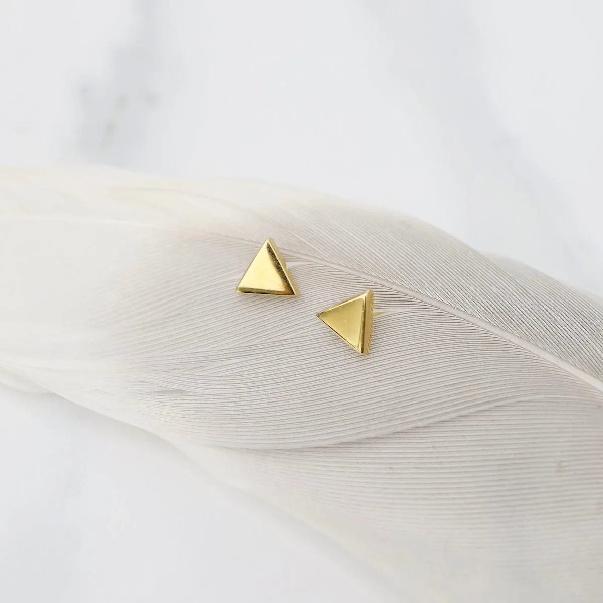 Tiny Triangle Studs - Polished Gold Vermeil