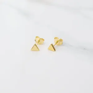 Tiny Triangle Studs - Polished Gold Vermeil