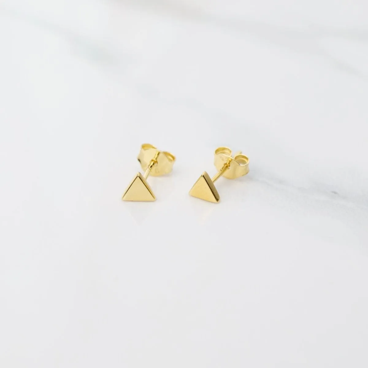 Tiny Triangle Studs - Polished Gold Vermeil