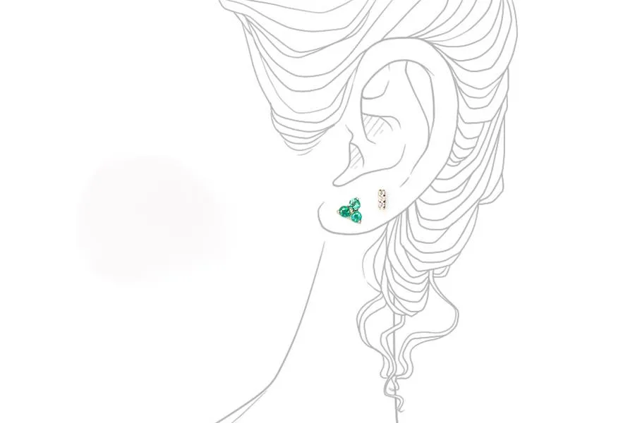 Tria Emerald Studs