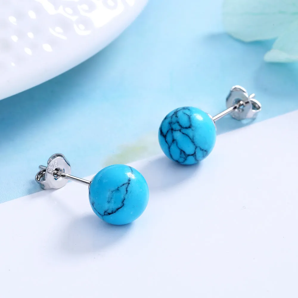 Turquoise and Sterling Silver Stud Earrings