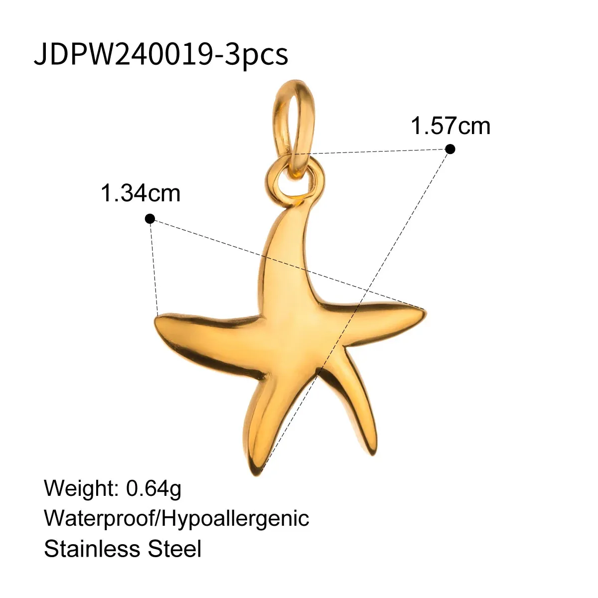 VAIGE 3PCS Waterproof Stainless Steel Sea Star Shell Charms for DIY Jewelry Making – Earring, Necklace, and Pendant Accessories