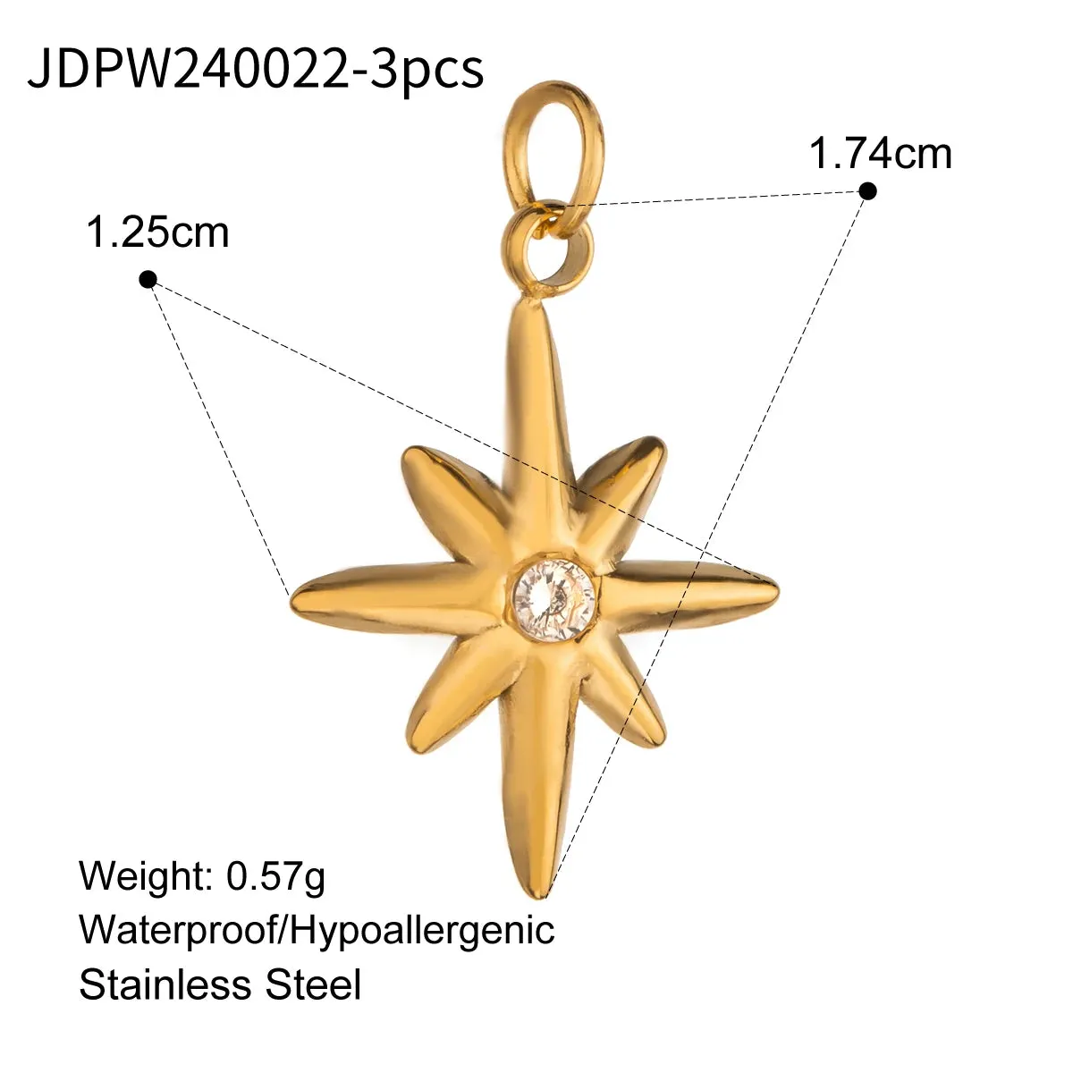 VAIGE 3PCS Waterproof Stainless Steel Sea Star Shell Charms for DIY Jewelry Making – Earring, Necklace, and Pendant Accessories