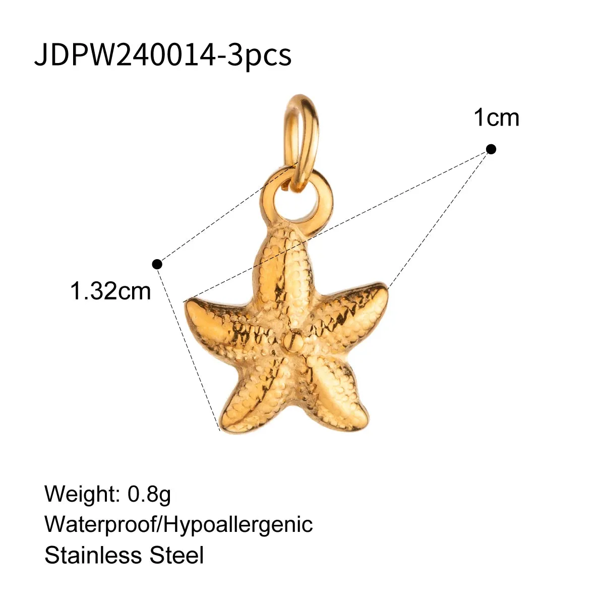 VAIGE 3PCS Waterproof Stainless Steel Sea Star Shell Charms for DIY Jewelry Making – Earring, Necklace, and Pendant Accessories