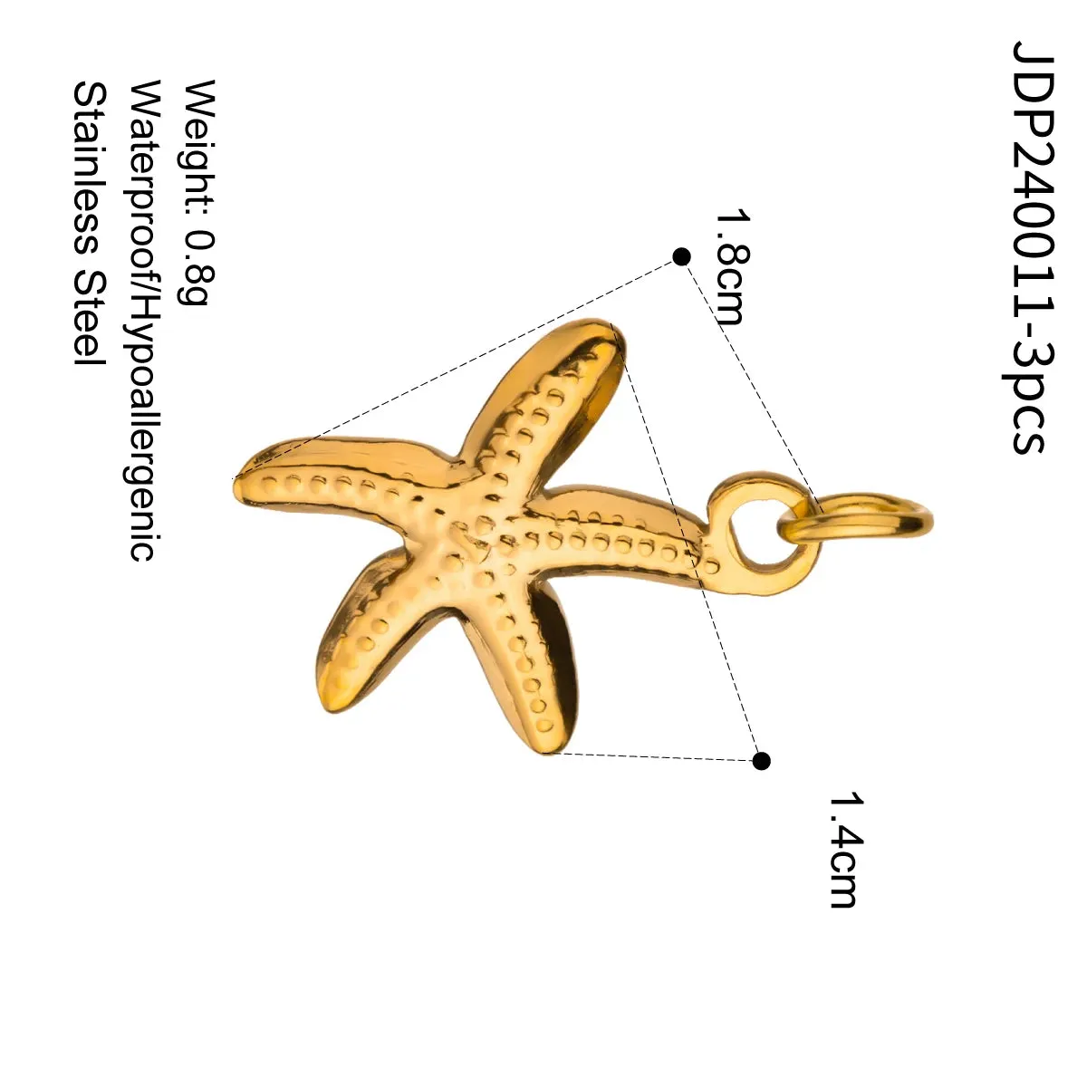 VAIGE 3PCS Waterproof Stainless Steel Sea Star Shell Charms for DIY Jewelry Making – Earring, Necklace, and Pendant Accessories