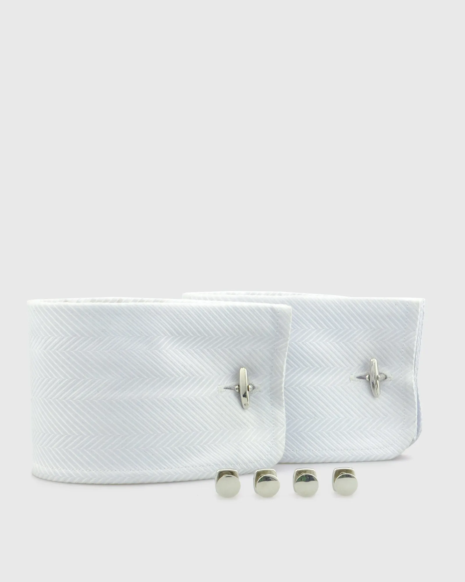 VINCENT & FRANKS VF41223S RHODIUM CUFFLINKS/STUD SET