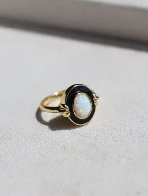 Vintage Elegant Enamel Opal Ring