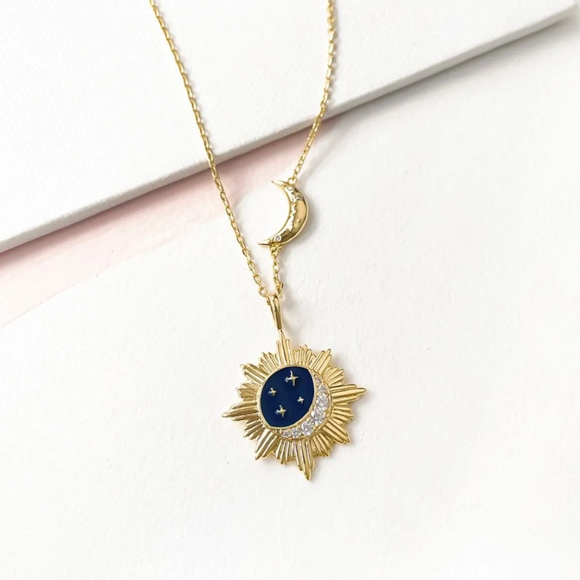 Vintage Star Moon & Sun Pendant Necklace