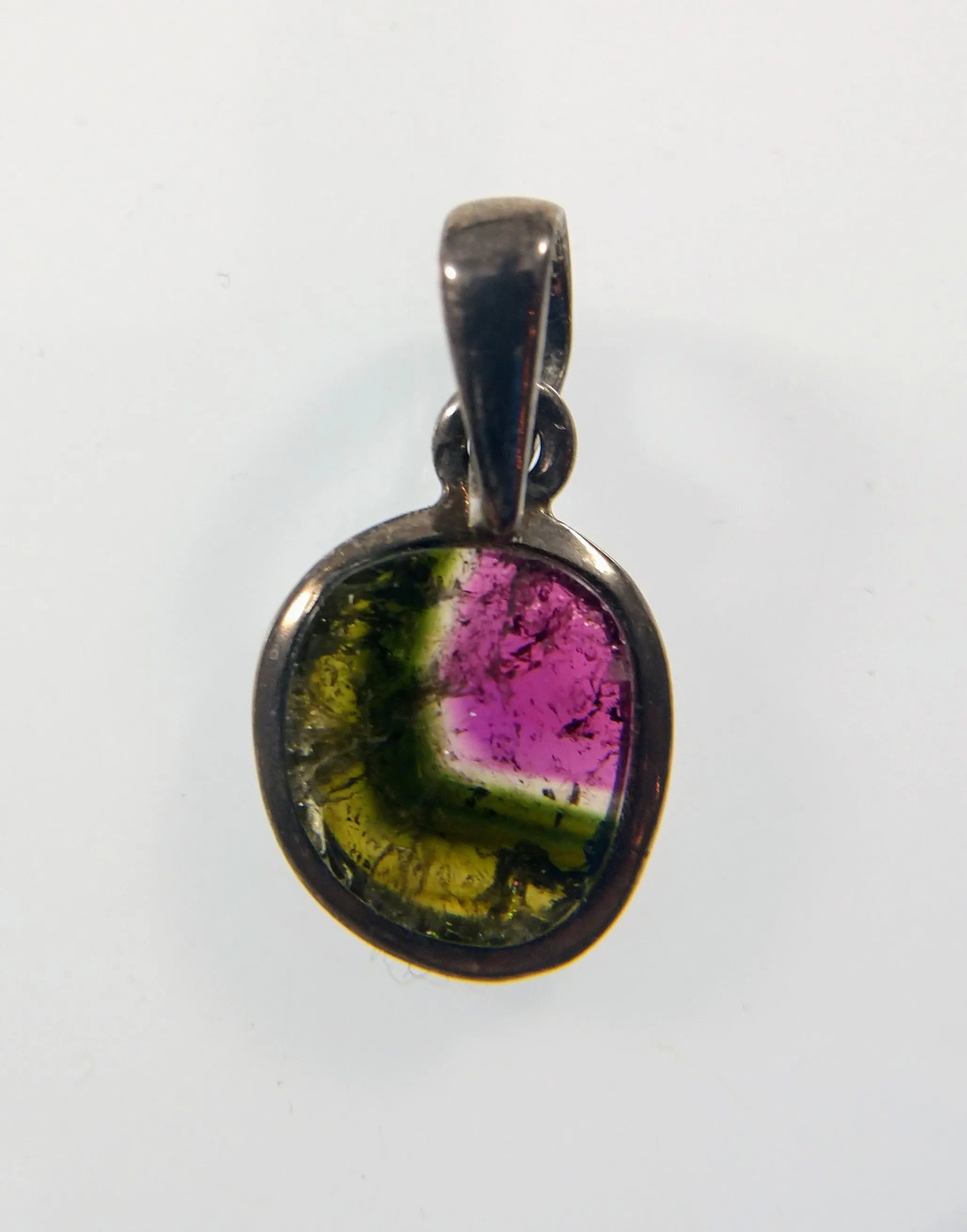 Watermelon Tourmaline Pendants in Sterling Silver