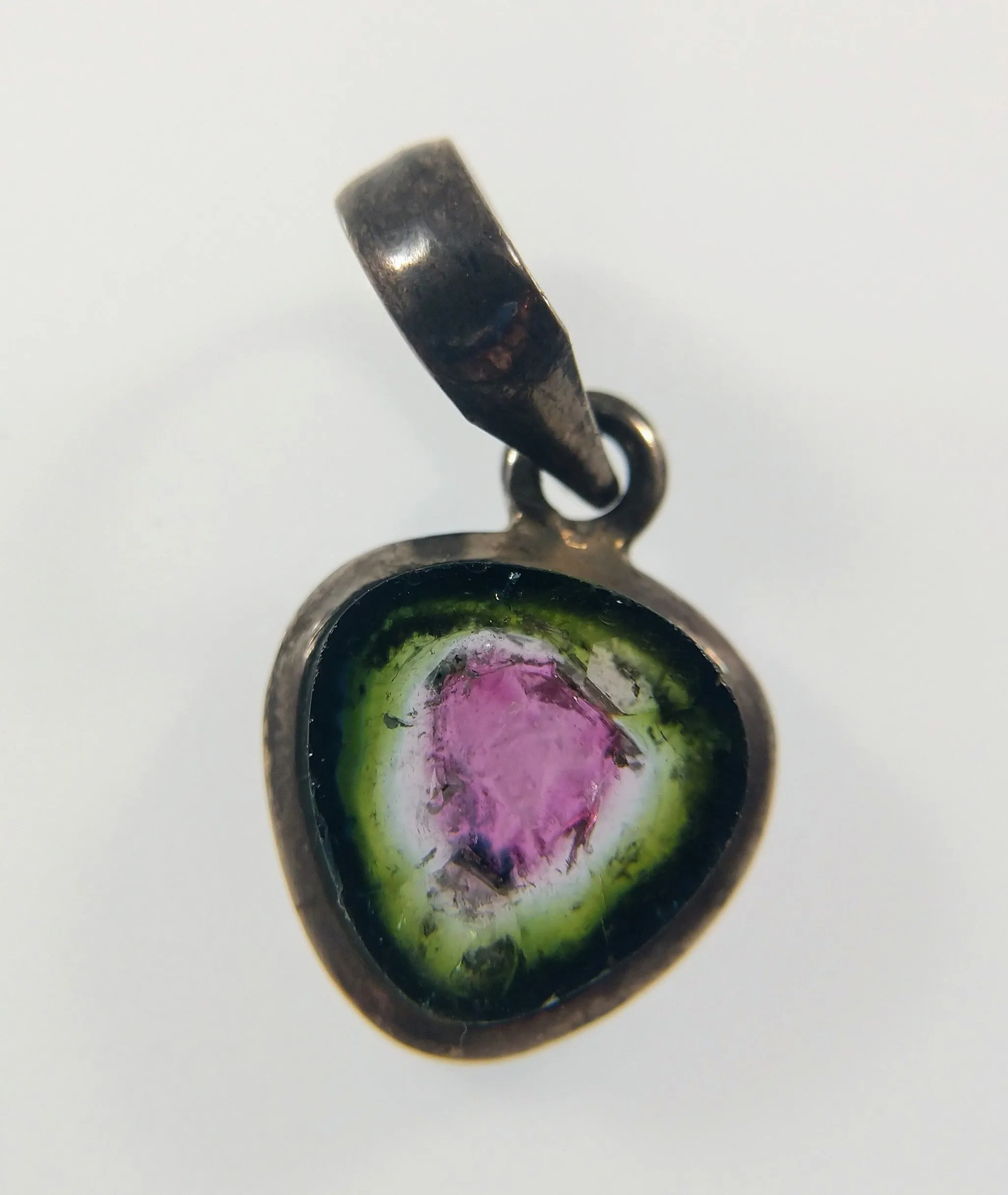 Watermelon Tourmaline Pendants in Sterling Silver