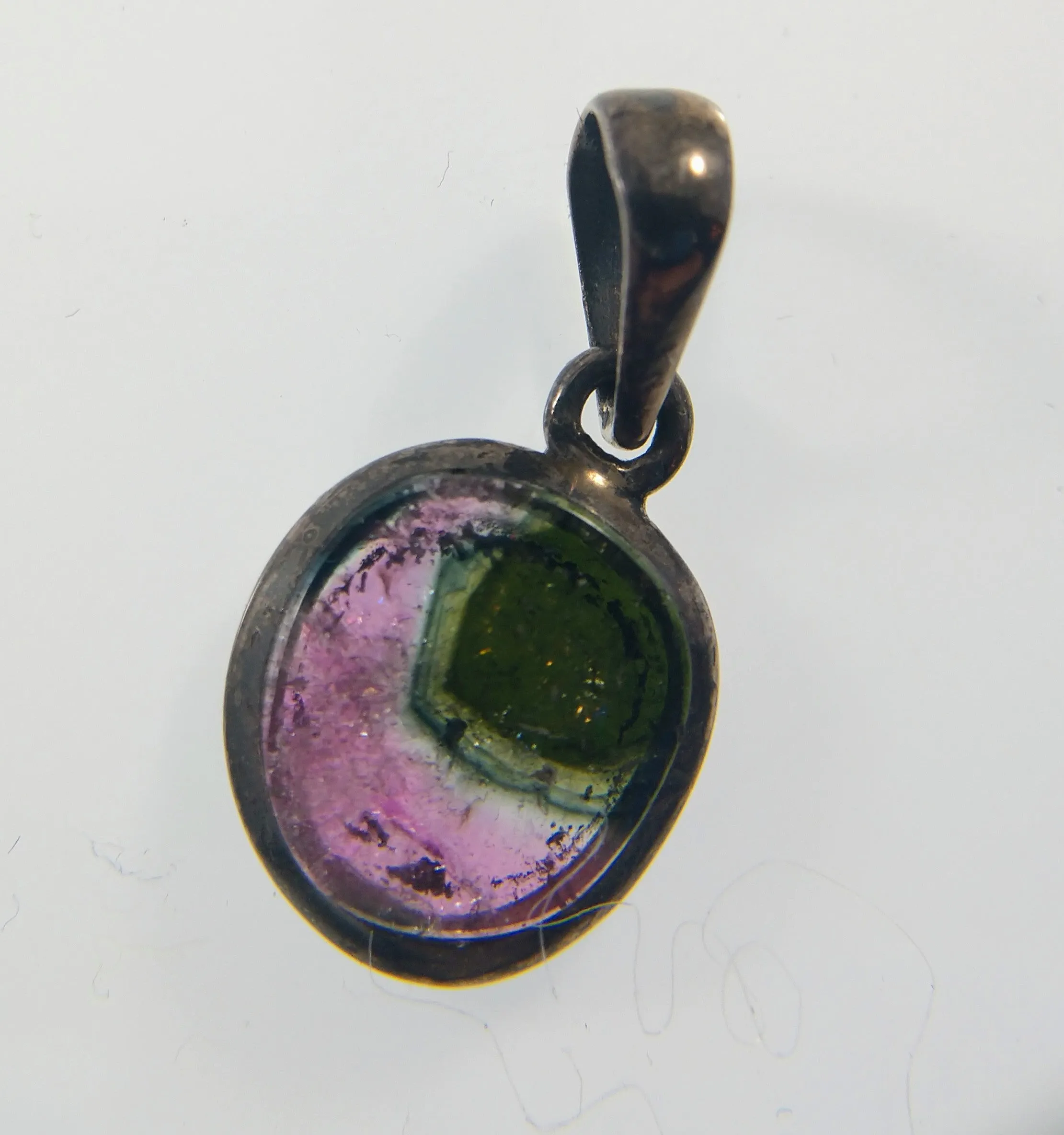 Watermelon Tourmaline Pendants in Sterling Silver