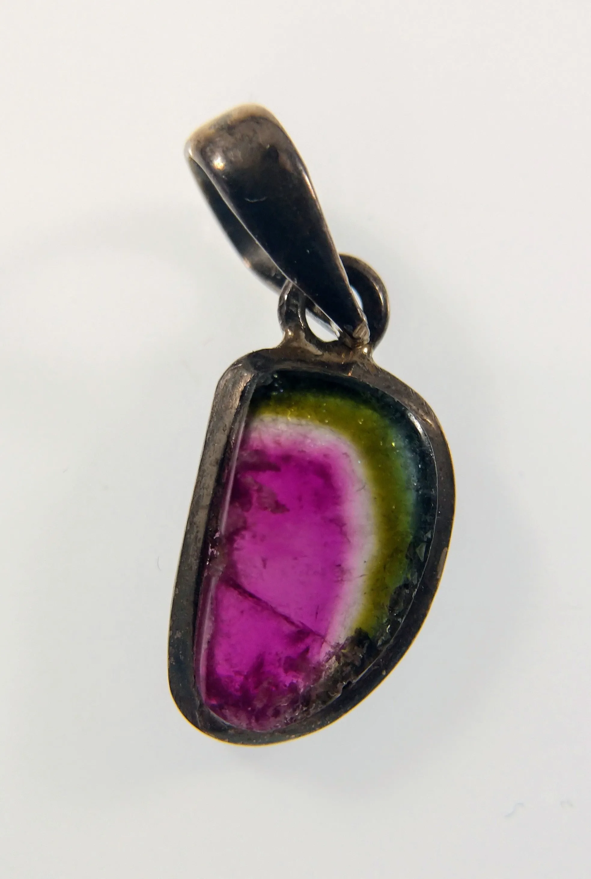 Watermelon Tourmaline Pendants in Sterling Silver