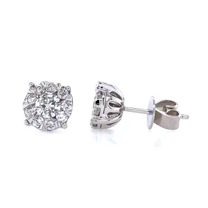 White Gold Diamond Cluster Stud Earrings "Big Bang Collection"